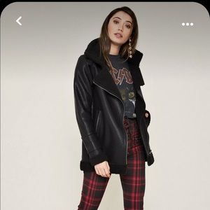 AFRM Ophelia Oversized Faux Sherpa Moto Jacket